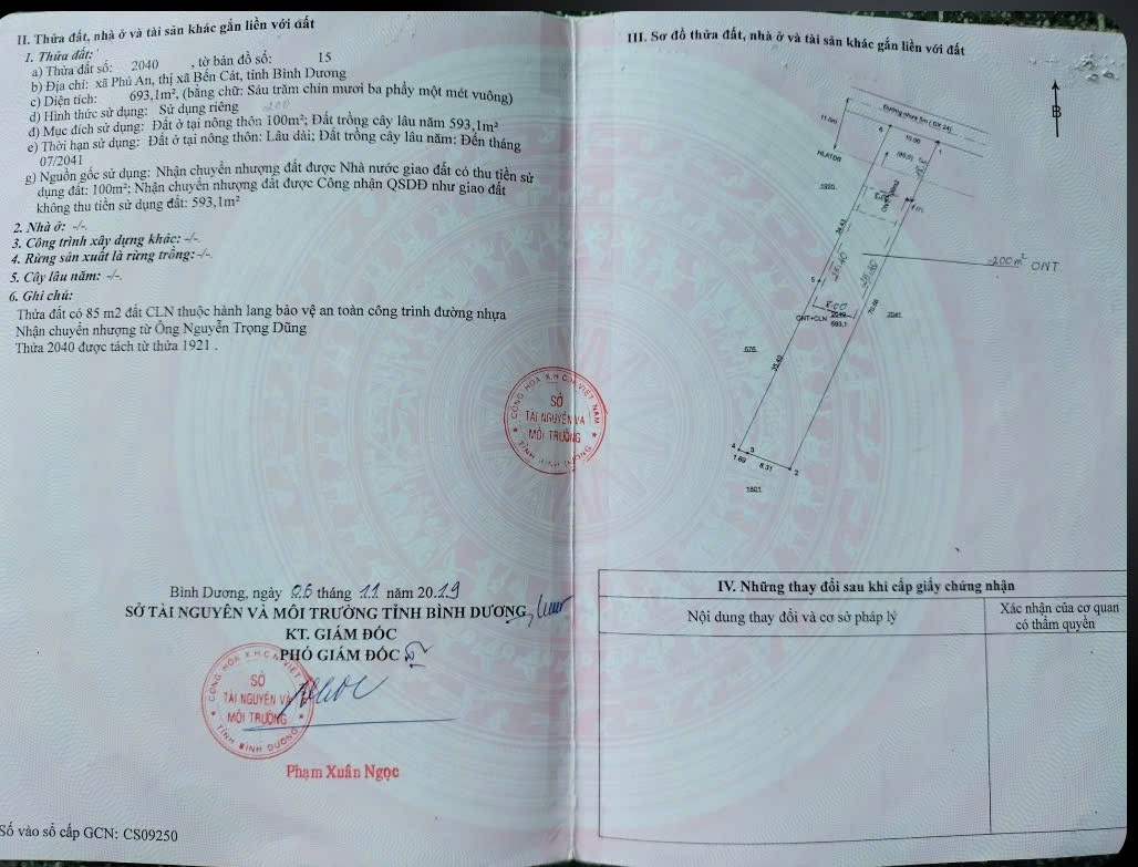 Bán đất Phú An đường nhựa 6m gần ngã tư Phú Thứ