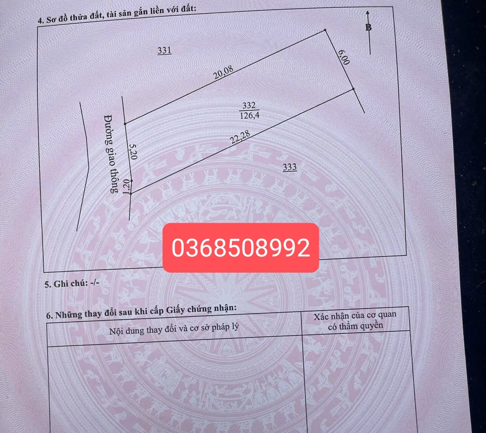Bán đất 126m² ngang 6,4m giá 890 triệu Xã Phú Bình