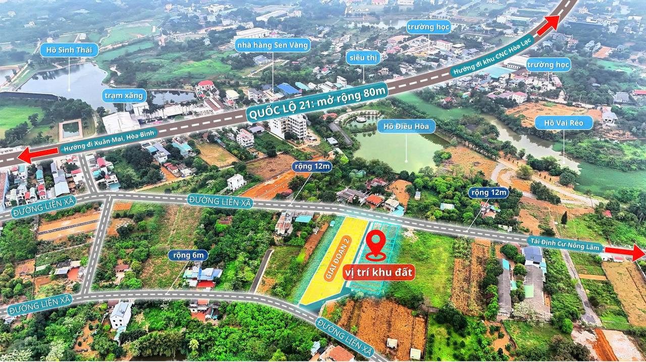 Bán Đất 124m2 Full Thổ Cư - Sổ Hồng - Giá 3.5 Tỷ Tại Xã Phú Cát Huyện Quốc Oai Hà Nội