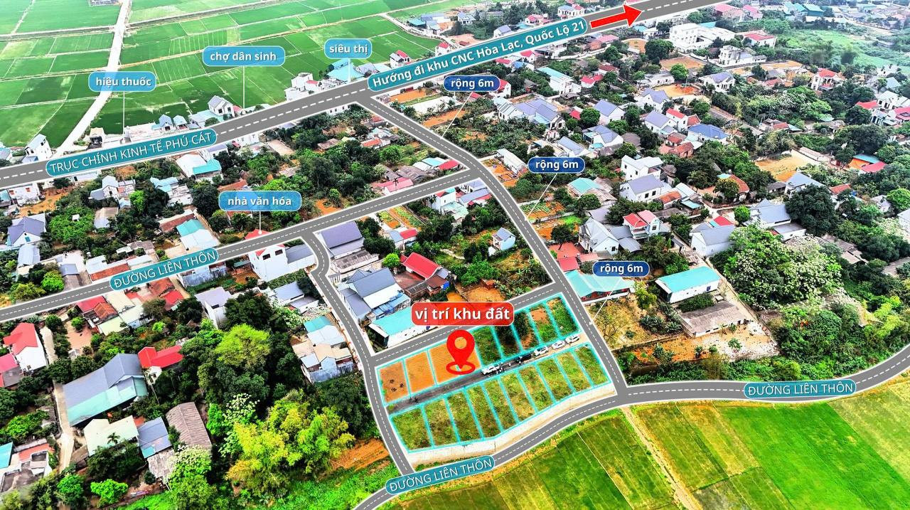 Lô Đất Chính Chủ 100m2 Full Thổ Cư Giá 1,5Tỷ Tại Phú Cát - Quốc Oai - Hà Nội