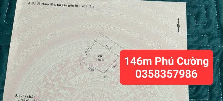 Bán đất DT 146m vuông,MT 13.28m
Giá bán 6 tỷ 630 triệu