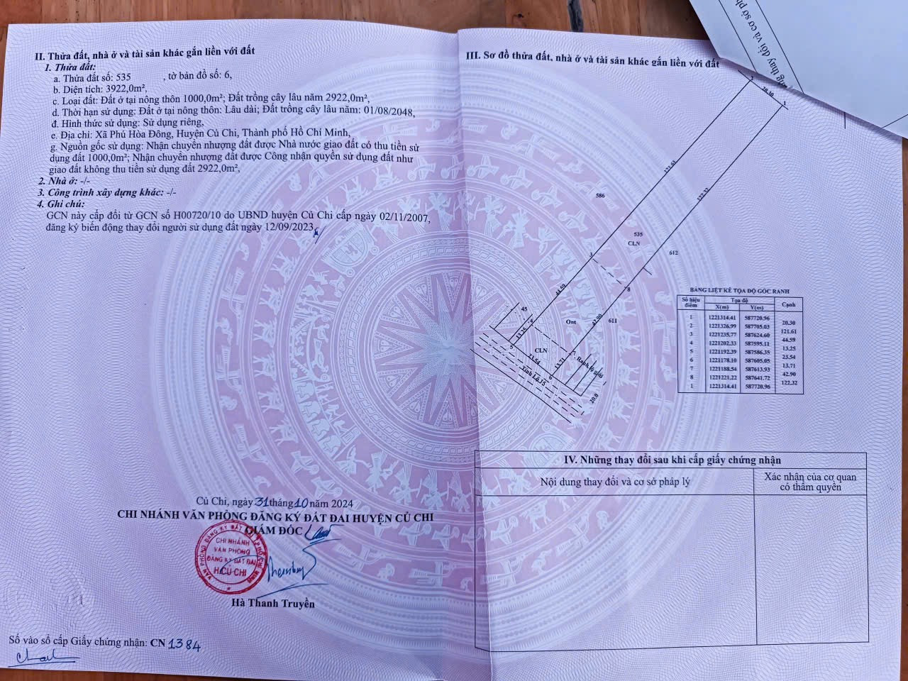 Bán đất mặt tiền đường TL15 
Diện tích: 3922m có 1000m thổ cư