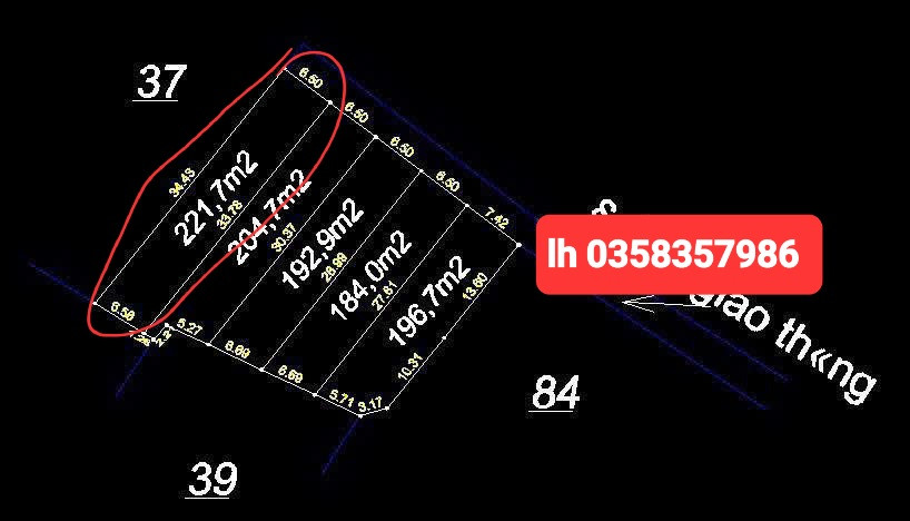Bán đất 221.7m² ngang 6.5m giá 500 triệu Xã Phú Lạc