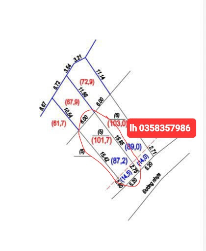 Bán đất 101.7m² ngang 6m giá 700 triệu Xã Phú Lạc