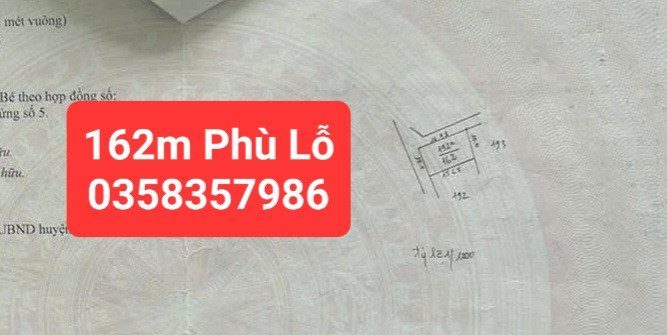 Bán Đất 162m² thổ cư 62m² giá 6.25 tỷ tại Xã Phù Lỗ Huyện Sóc Sơn Hà Nội