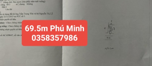 Bán nhà Phú Minh DT  69.5m,MT 3.8m full thổ cư Giá bán 7 tỷ 3