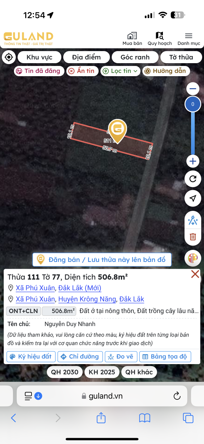 Bán đất 506.8m² giá 1 ty 35Xã Phú Xuân