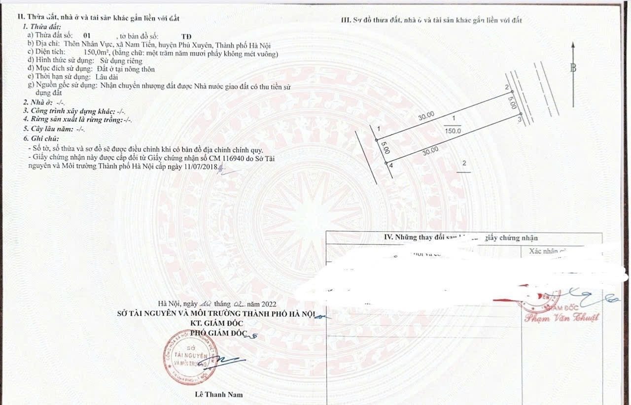Bán đất 150m² full thổ cư ngang 5m giá 5.4 tỷ tại Xã Phú Xuyên