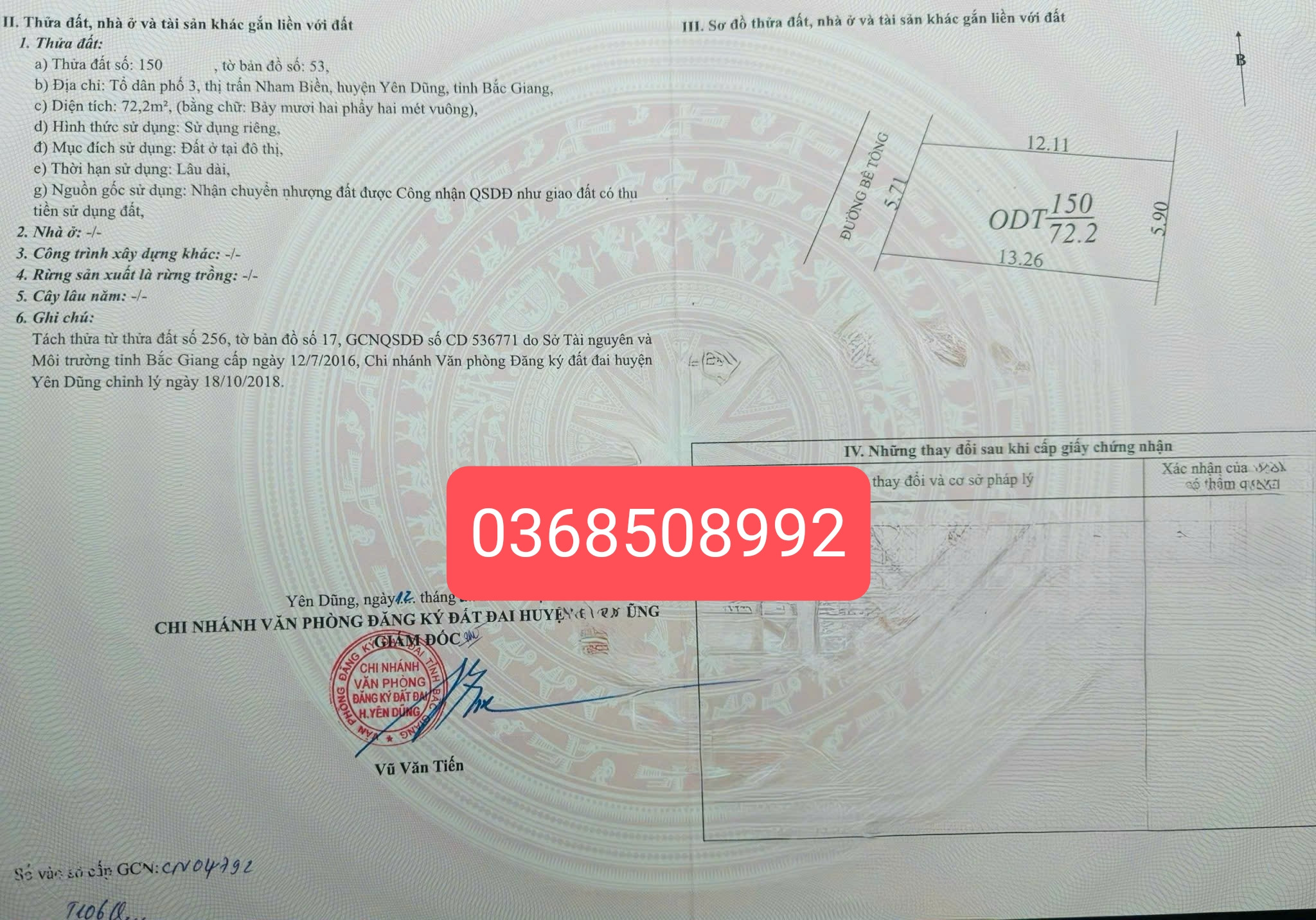 Bán đất 72m² ngang 5,7m giá 1.35 tỷ Xã Phúc Hòa