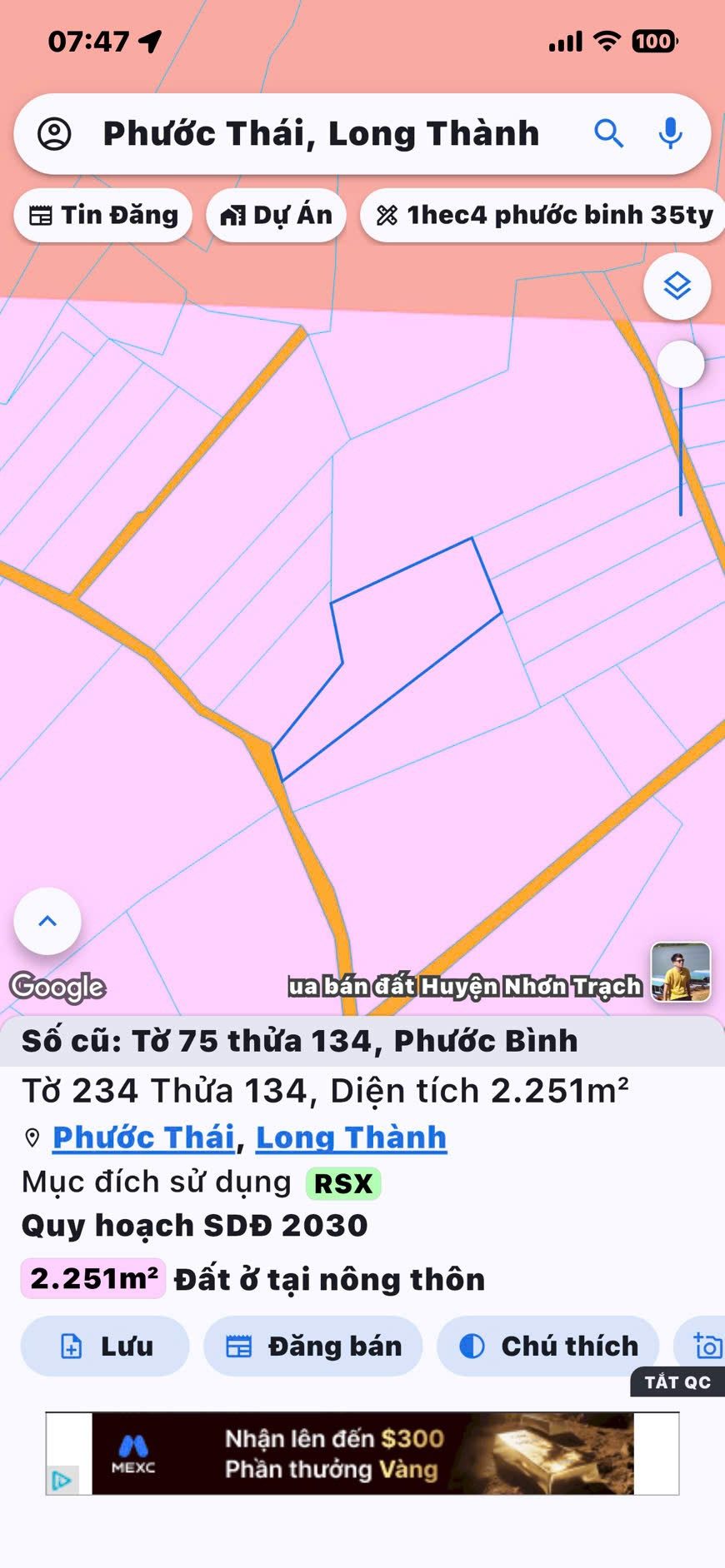 2250m2 phước bình giá 1ty5