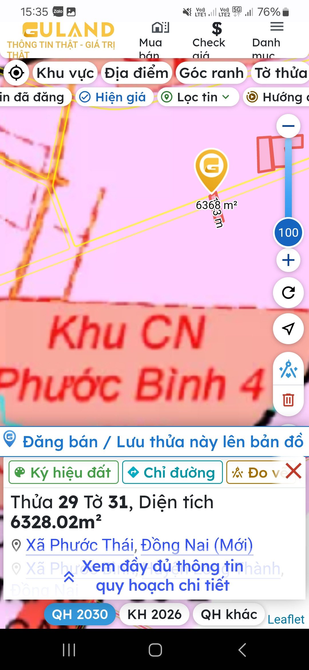 Bán đất 6328m² ngang 42m giá 19 tỷ tại Xã Phước Bình Huyện Long Thành. Hh2%