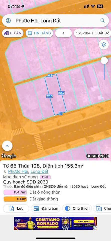 CẦN BÁN GẤP LÔ ĐẤT 155M2 CÁCH BIỂN PHƯỚC HẢI TPHCM CHỈ 5 PHÚT DI CHUYỂN .