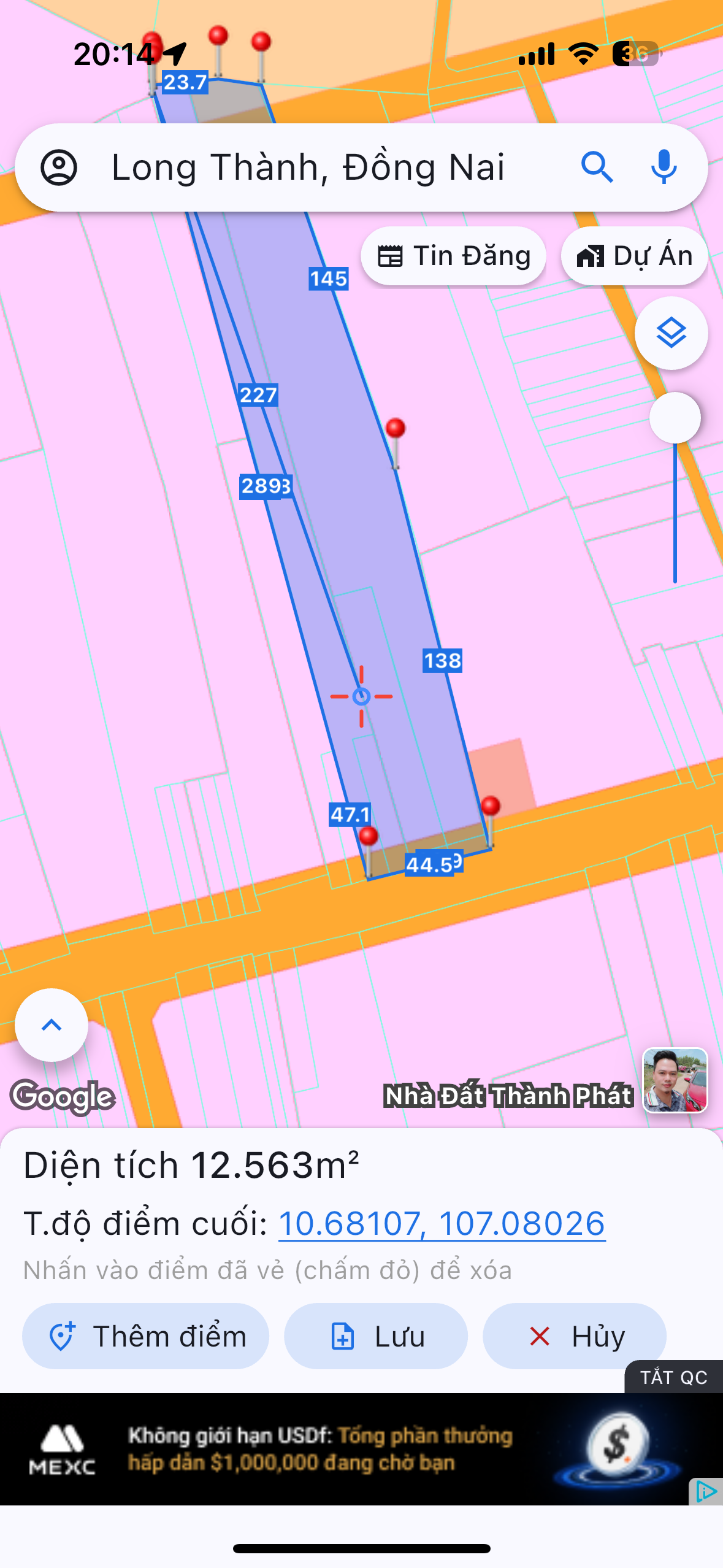 Bán đất 8741m² ngang 45m giá 45 tỷ Xã Phước Thái