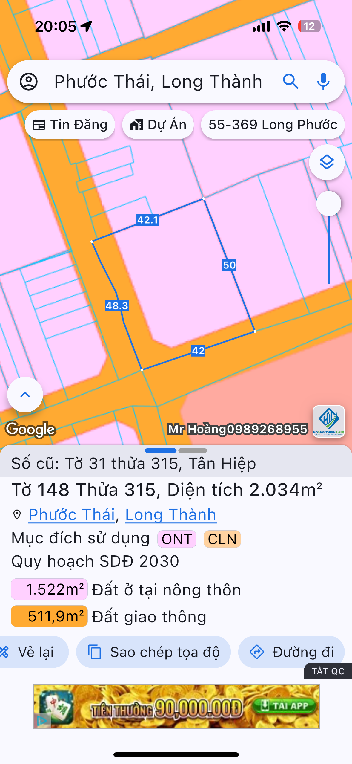 Bán Đất 2033.5m2 giá 16 tỷ tại Xã Phước Thái Đồng Nai