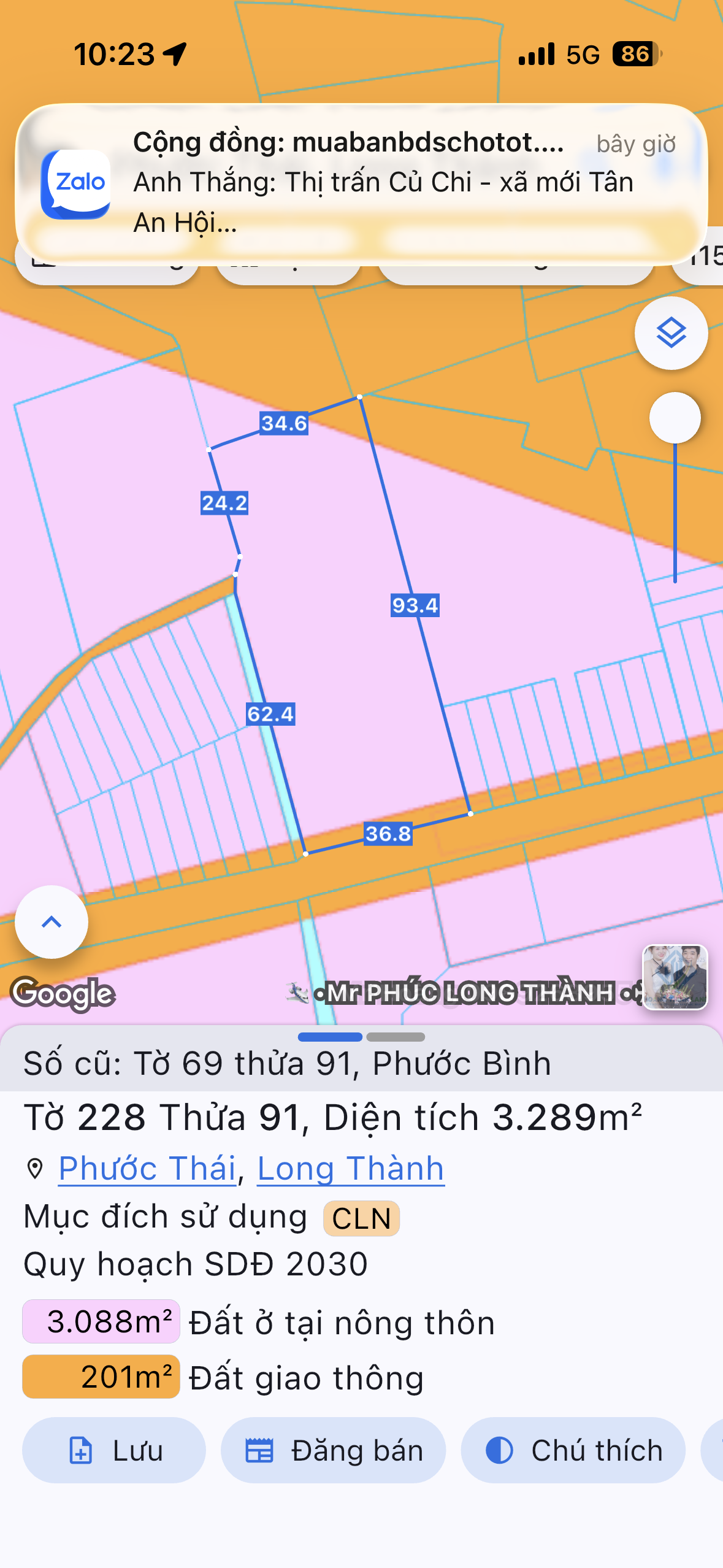 Bán đất 3289.2m² ngang 36m giá 9 tỷ tại Xã Phước Thái