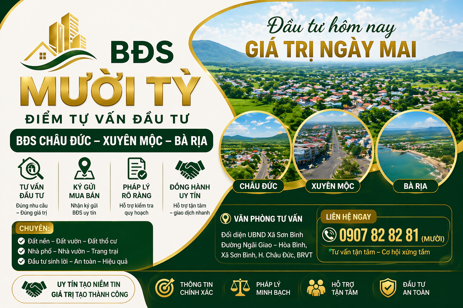 Bán đất 95m² có sẵn 90m² thổ cư ngang 5m giá 1.2 tỷ tại Xã Phước Thái