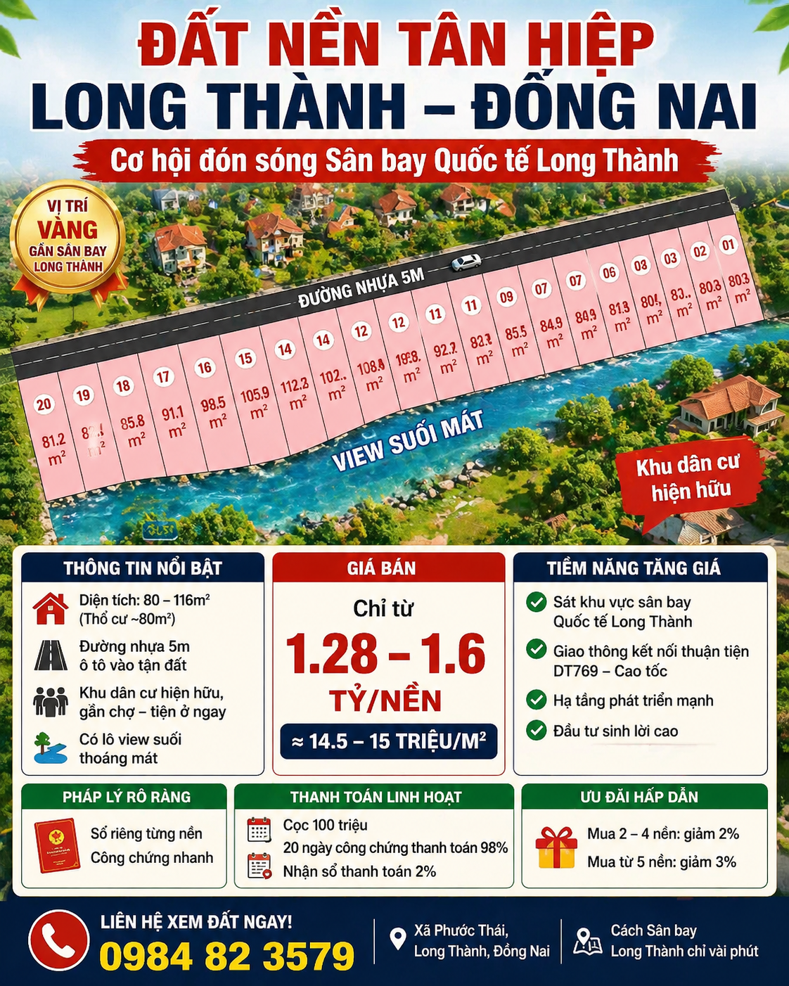 Bán đất 1885.1m² có sẵn 1800m² thổ cư ngang 100m giá 27.9 tỷ tại Xã Phước Thái