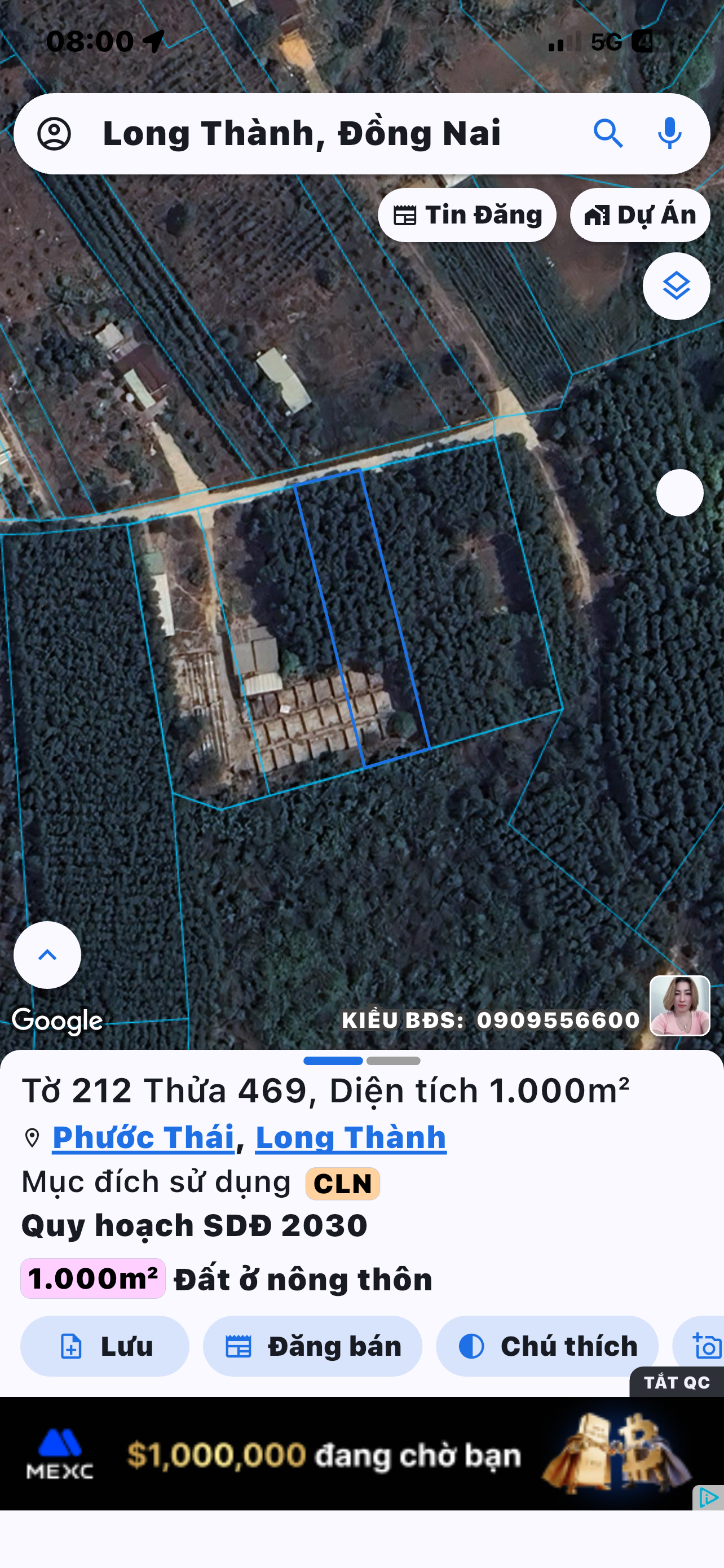 1000m2 phước thái gần ủy ban xã.