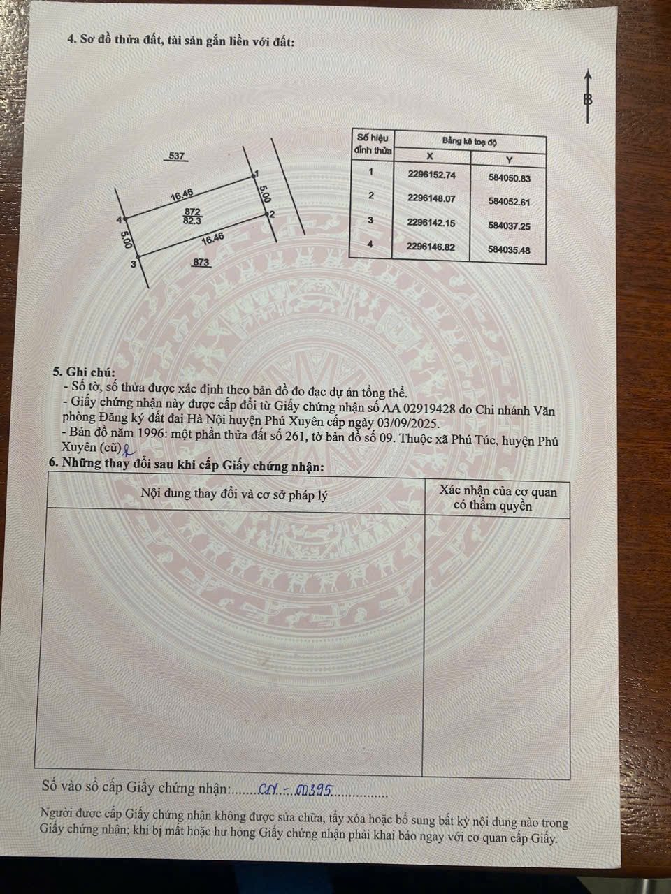 Bán đất 82,3m² full thổ cư ngang 5m giá 3.68 tỷ tại Xã Phượng Dực