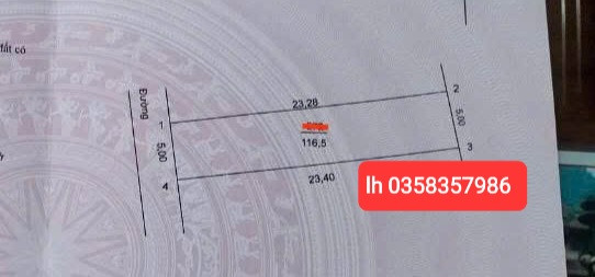 Bán đất 116.5m² full thổ cư ngang 5m giá 5.3 tỷ tại Xã Quang Minh