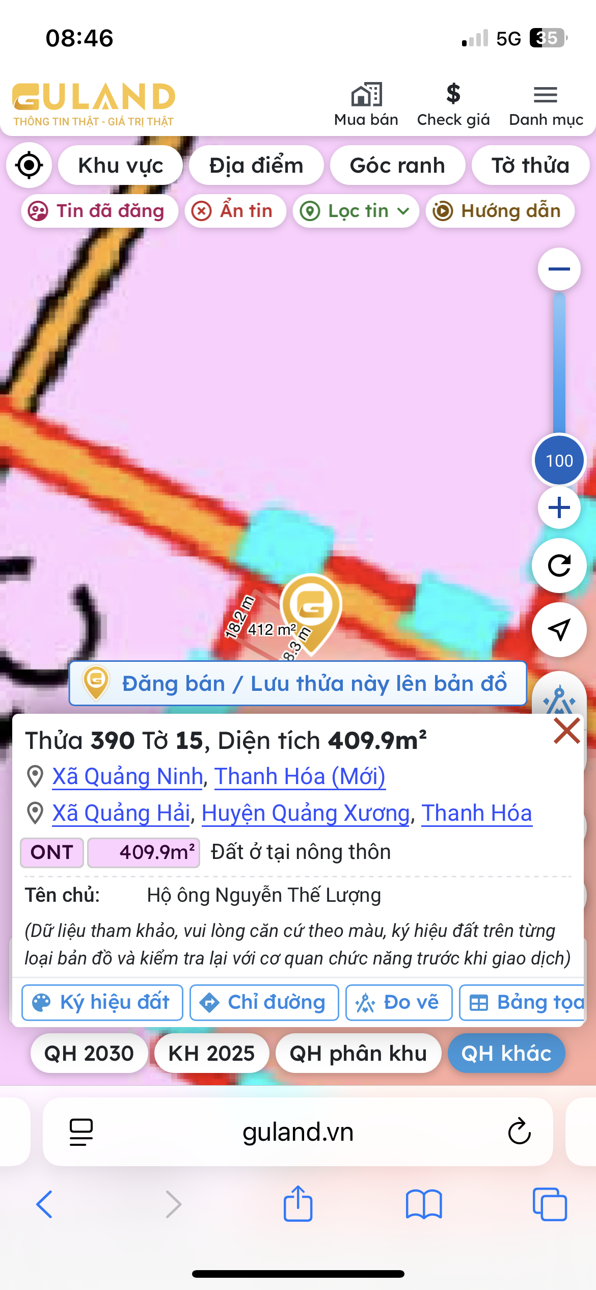 Bán đất 409.9m² ngang 23m giá 3.2 tỷ Xã Quảng Ninh