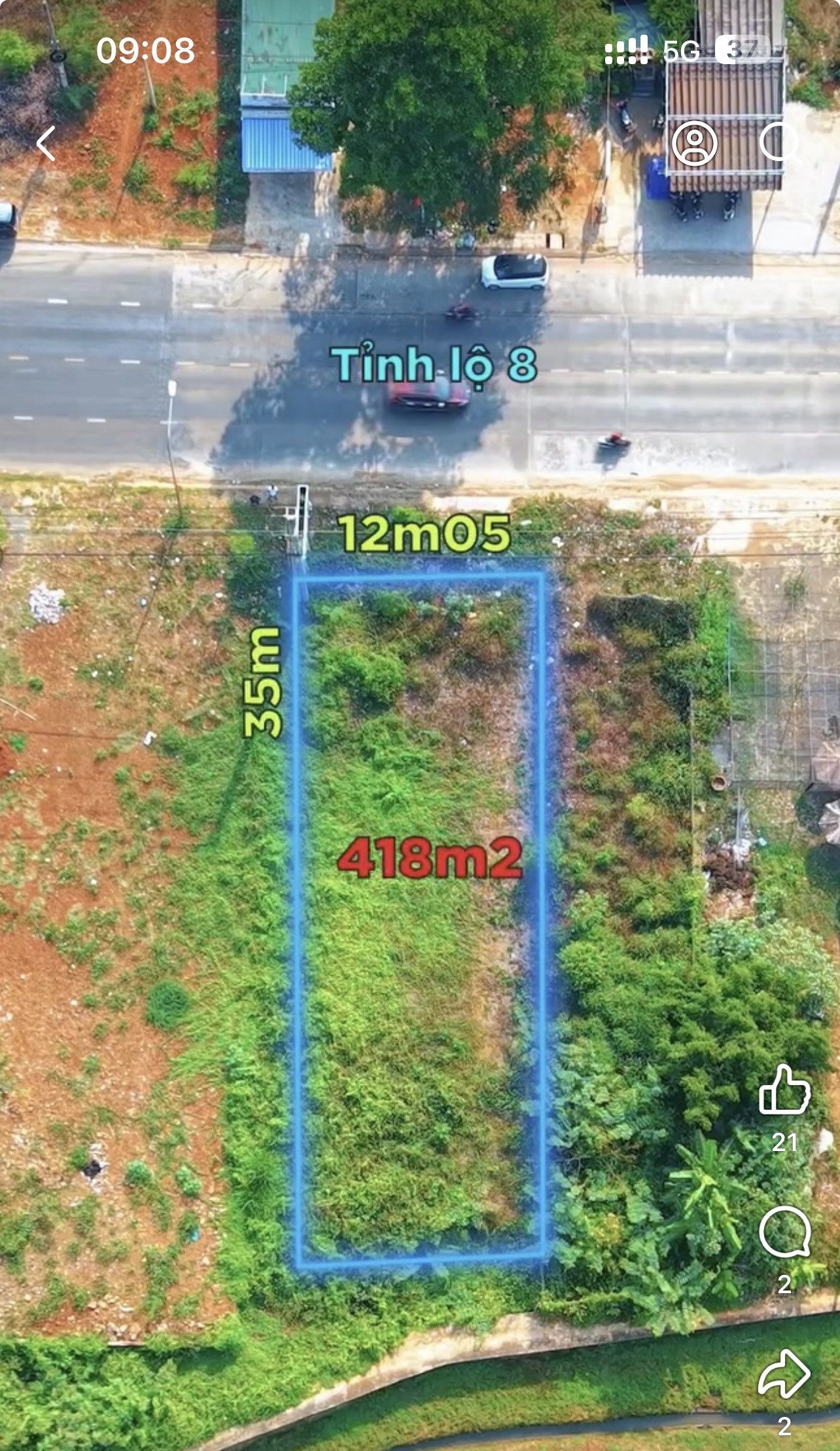 Bán đất 418.1m² có sẵn 100m² thổ cư ngang 12m giá 6.6 tỷ tại Xã Quảng Phú