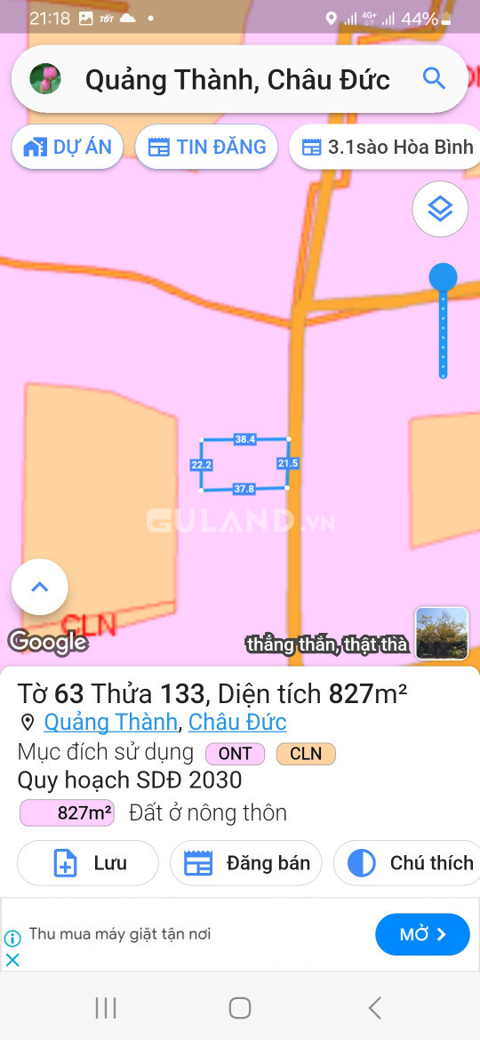 Đất vuông vức thổ cư giá ngộp xã quảng thành. H châu Đức