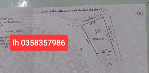 Bán đất 530m² ngang 20.56m giá 1.9 tỷ Xã Quảng Yên