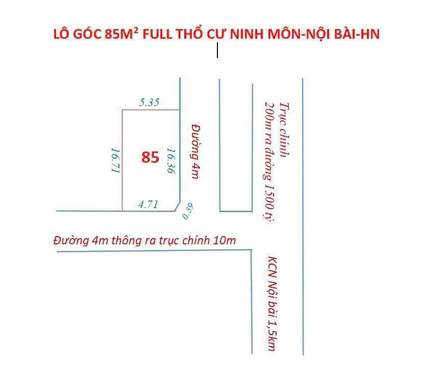 SIÊU PHẨM LÔ 85M2 GÓC GIÁP ĐƯỜNG 1500 TỶ - NINH MÔN, NỘI BÀI, HÀ NỘI