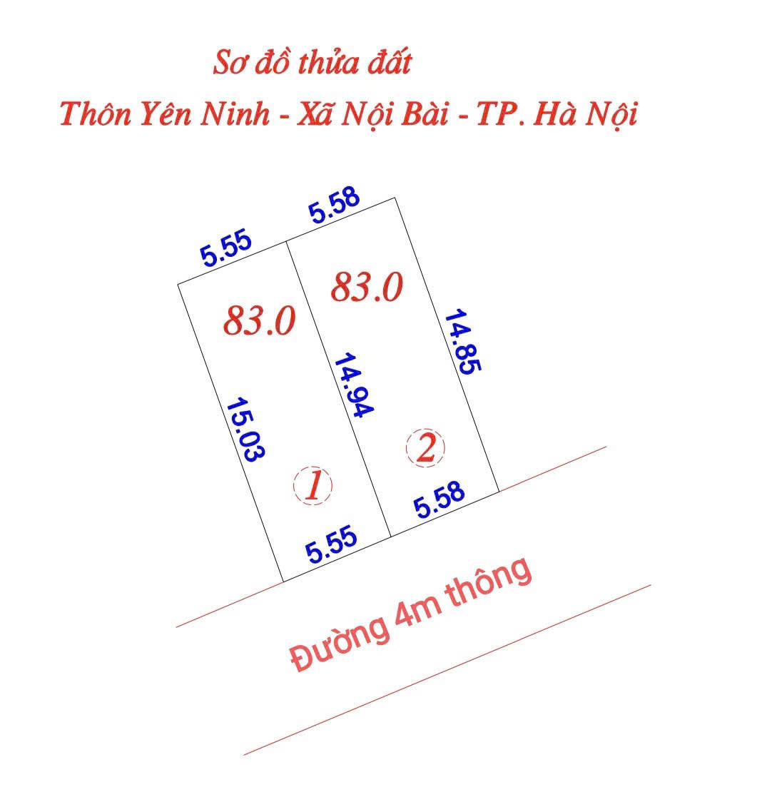 Bán  lô đất 83m2 full Thổ cư tại Yên Ninh - Hiền Ninh - Sóc Sơn- Hà Nội