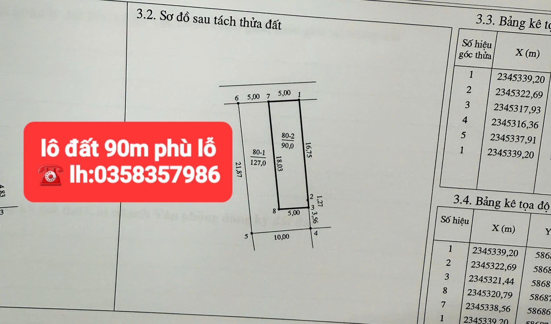 Bán đất 90m² full thổ cư ngang 5m giá 5.53 tỷ tại Xã Sóc Sơn