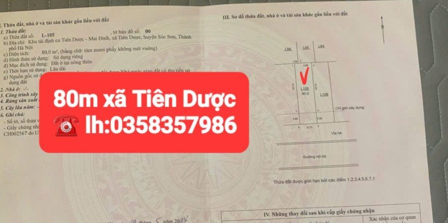Bán nhà 80m² full thổ cư ngang 6.71m giá 7.65 tỷ tại Xã Sóc Sơn