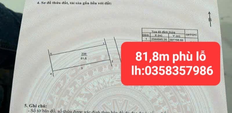 Bán đất 81.8m² full thổ cư ngang 5m giá 4.73 tỷ tại Xã Sóc Sơn