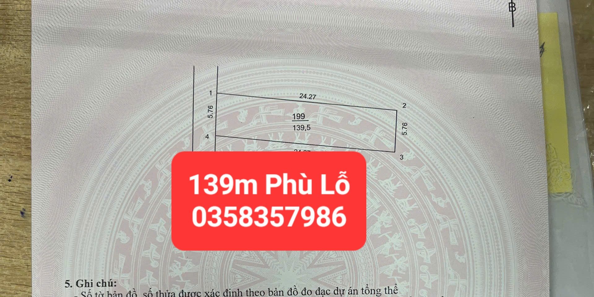 Bán đất 139.5m² full thổ cư ngang 5.78m giá 7.73 tỷ tại Xã Sóc Sơn