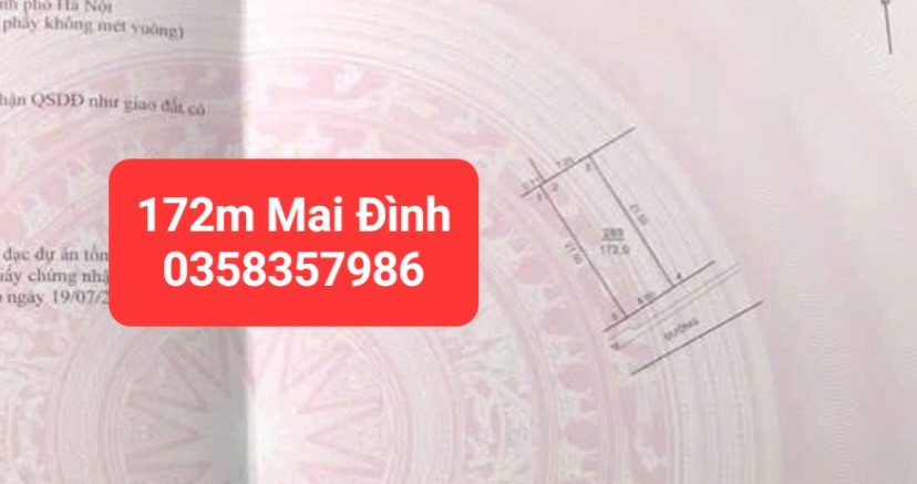 Bán nhà 172m² full thổ cư ngang 8m giá 10 tỷ tại Xã Sóc Sơn