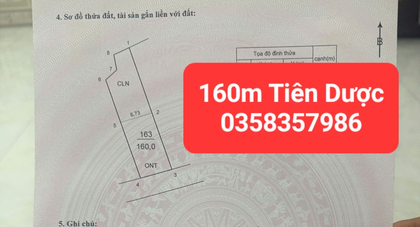 Bán nhà 160m² có sẵn 80m² thổ cư ngang 6.73m giá 6.35 tỷ tại Xã Sóc Sơn