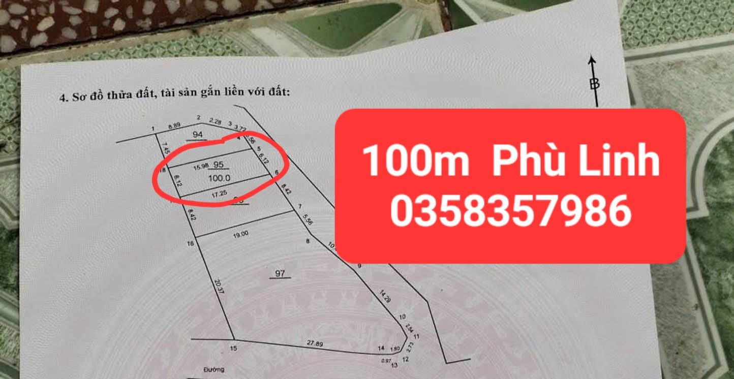 Bán đất 100m² full thổ cư ngang 6.12m giá 2.55 tỷ tại Xã Sóc Sơn