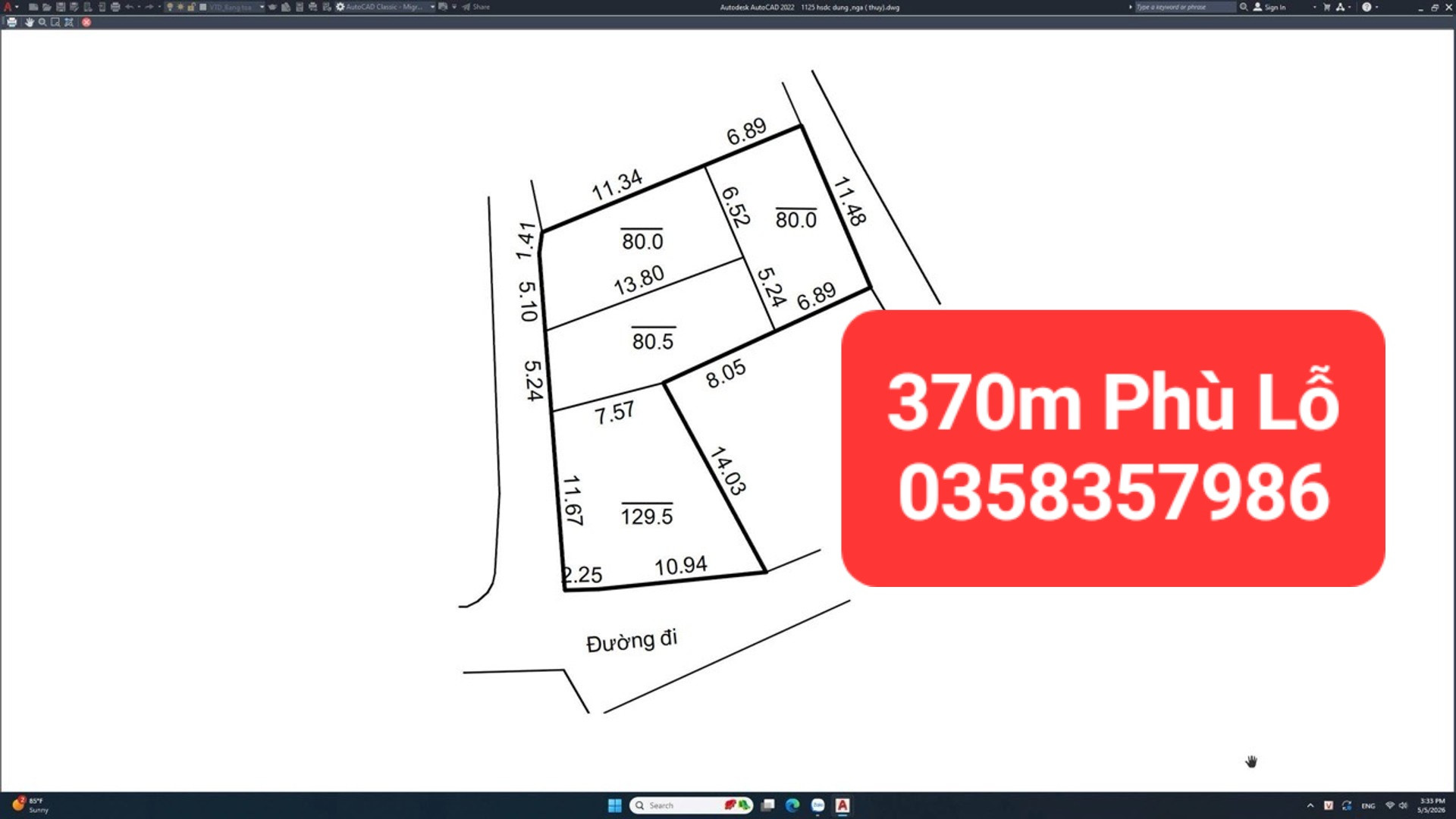 Bán đất 370m² có sẵn 300m² thổ cư ngang 11m giá 14.4 tỷ tại Xã Sóc Sơn