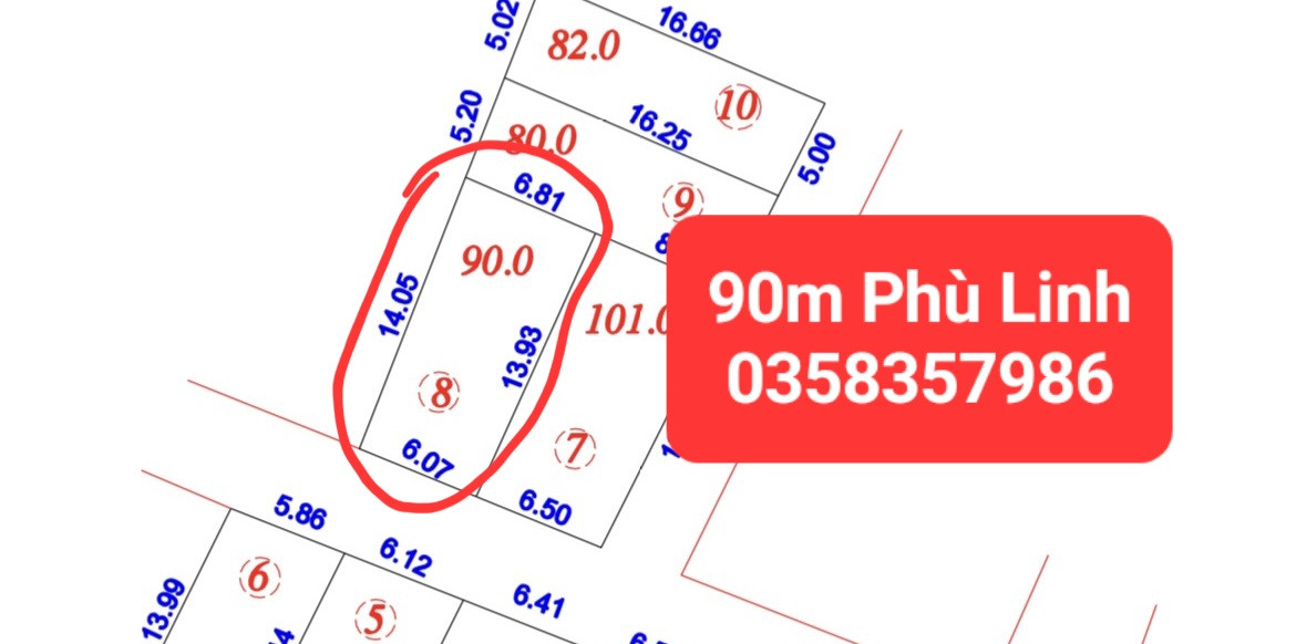 Bán đất 90m² full thổ cư ngang 6.81m giá 2.1 tỷ tại Xã Sóc Sơn