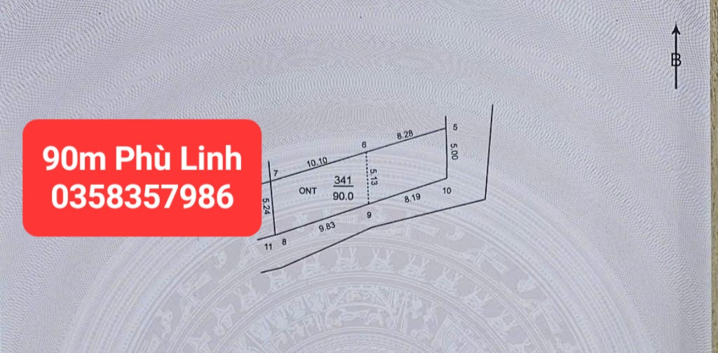 Bán đất 90m² có sẵn 50m² thổ cư ngang 5.24m giá 3.6 tỷ tại Xã Sóc Sơn