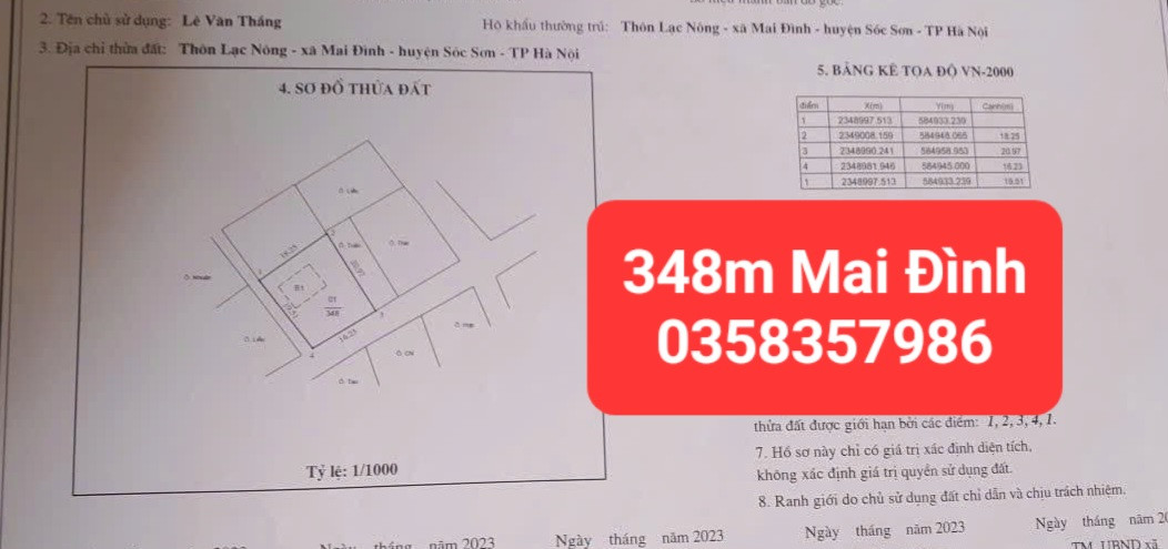 Bán nhà 348m² có sẵn 248m² thổ cư ngang 14.25m giá 22.67 tỷ tại Xã Sóc Sơn