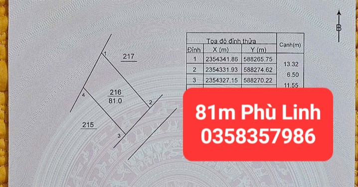 Bán Đất 81m² thổ cư 81m² giá 2 tỷ tại Xã Sóc Sơn Hà Nội