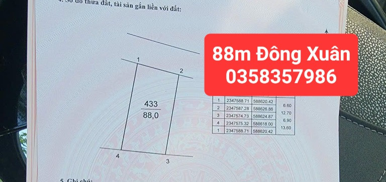 Bán Đất 88m² thổ cư 88m² giá 2.7 tỷ tại Xã Sóc Sơn Hà Nội