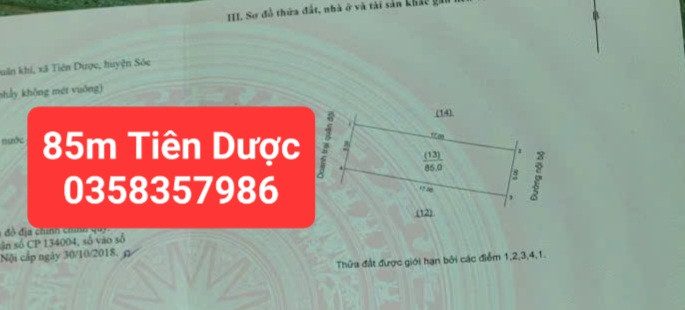 Bán Nhà riêng 85m² thổ cư 85m² giá 3.05 tỷ tại Xã Sóc Sơn Hà Nội