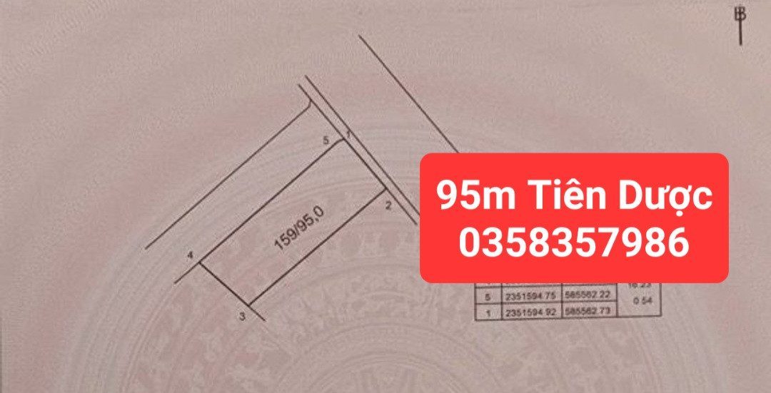 Bán đất 95m² full thổ cư ngang 5.75m giá 4 tỷ tại Xã Sóc Sơn