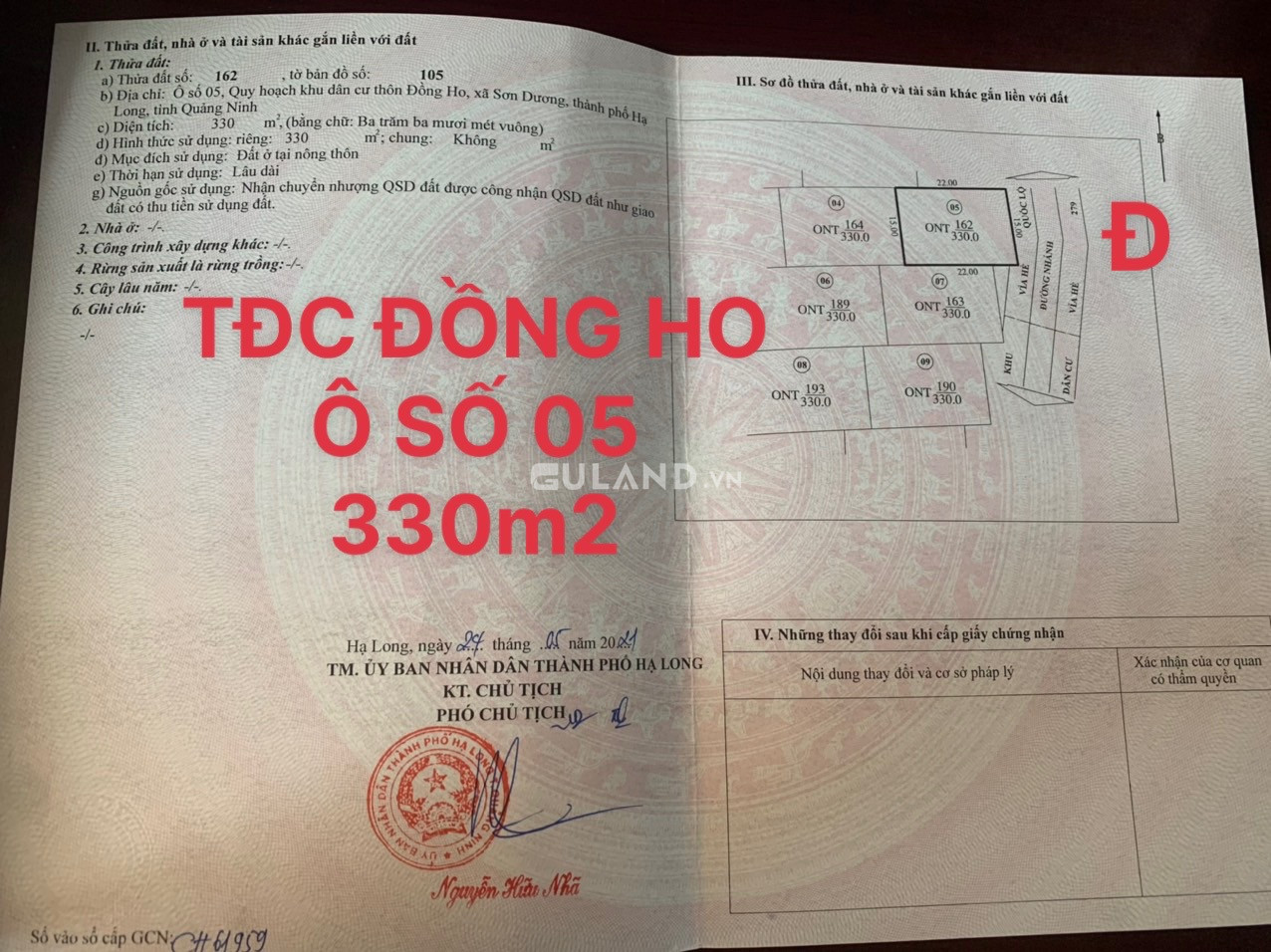 TĐC ĐỒNG HO - XÃ SƠN DƯƠNG