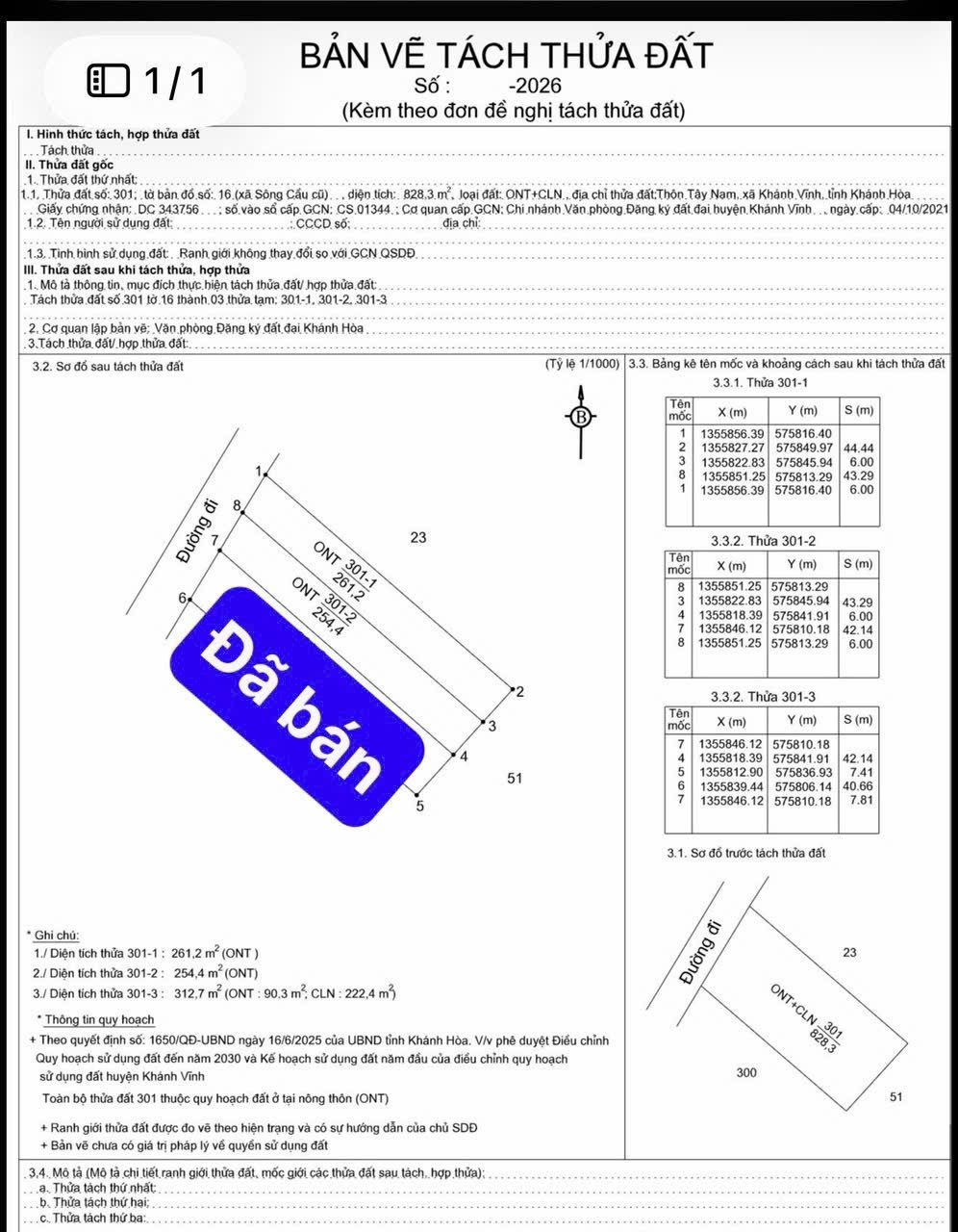 BÁN 2 LÔ ĐẤT FULL THỔ CƯ XÃ SÔNG CẦU , KHÁNH VĨNH . DT 254m2 VÀ 261m2 . GIÁ 480 TRIỆU/LÔ