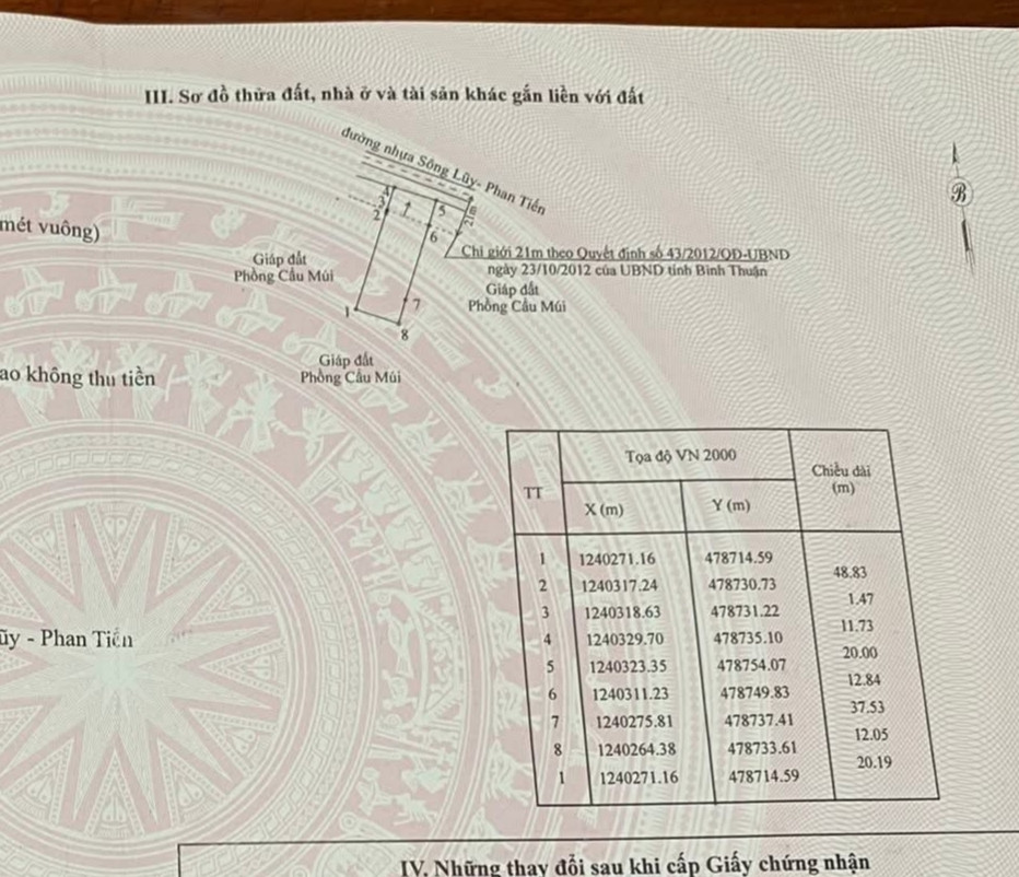 Bán đất 1245,8m² ngang 20m giá 1.1 tỷ Xã Sông Lũy
