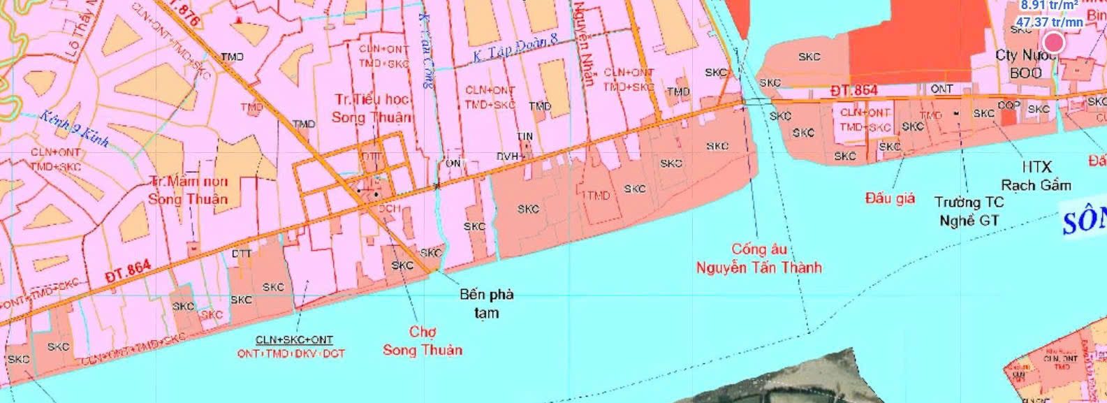 5,8 ha đất mặt tiền DT864 và Sông Tiền gần Trại rắn Đồng Tâm