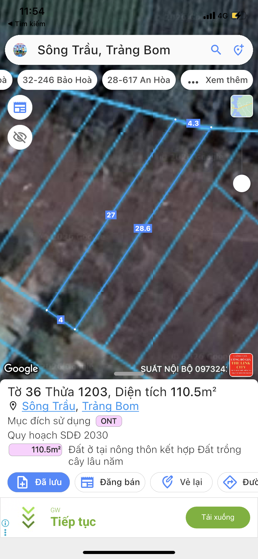 Chính chủ cần bán gấp lô đất thổ cư 110m